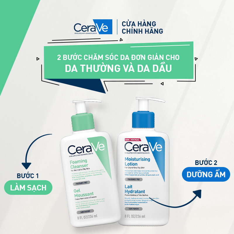 Sữa rửa mặt giúp làm sạch sâu dành cho da dầu CeraVe Foaming Facial Cleans 236ML