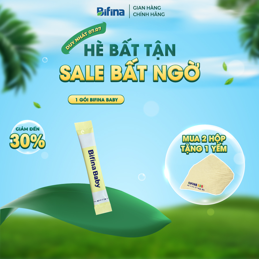 Men vi sinh Bifina Baby Nhật Bản- 1 gói - Lợi khuẩn chiến binh cho trẻ sơ sinh Viêm da cơ địa, chàm sữa, dị ứng,...