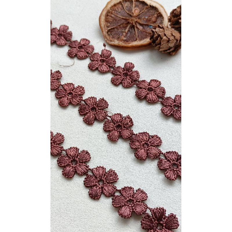 1 met ren chỉ bóng màu nâu bản 1.7cm