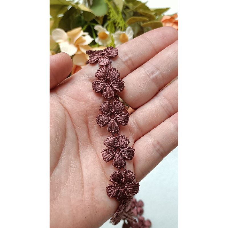 1 met ren chỉ bóng màu nâu bản 1.7cm