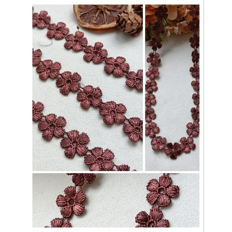 1 met ren chỉ bóng màu nâu bản 1.7cm