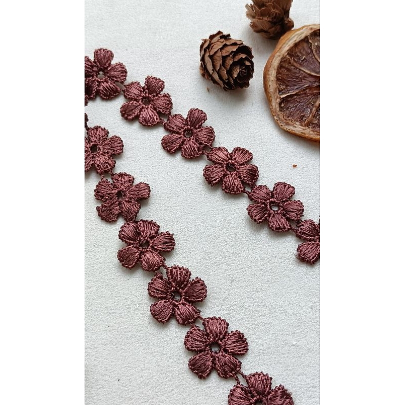 1 met ren chỉ bóng màu nâu bản 1.7cm