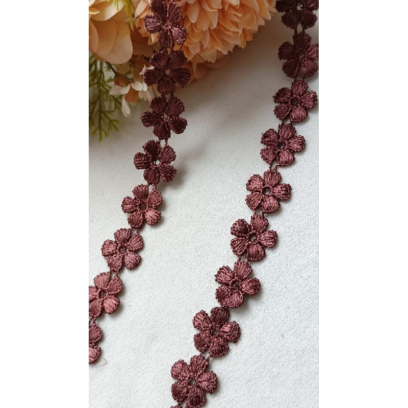 1 met ren chỉ bóng màu nâu bản 1.7cm