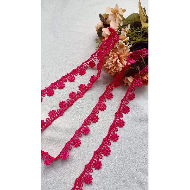 1m ren chỉ bóng hình hoa màu hồng sen bản 2cm