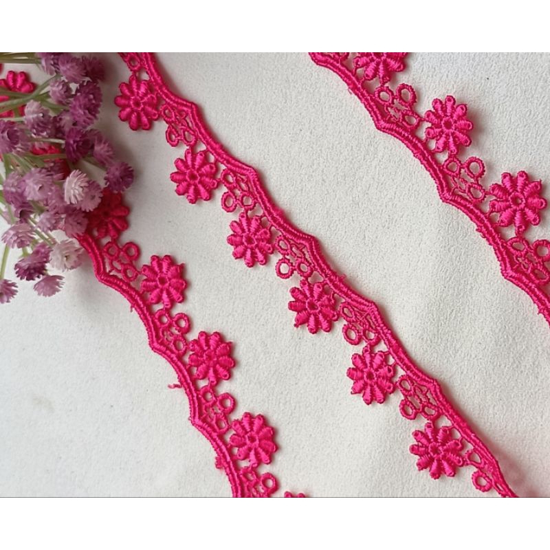 1m ren chỉ bóng hình hoa màu hồng sen bản 2cm