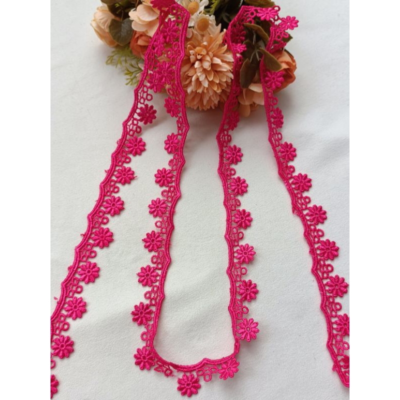 1m ren chỉ bóng hình hoa màu hồng sen bản 2cm