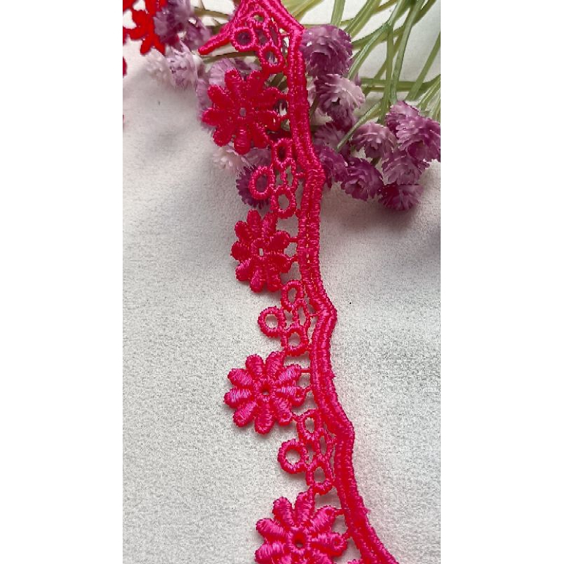 1m ren chỉ bóng hình hoa màu hồng sen bản 2cm