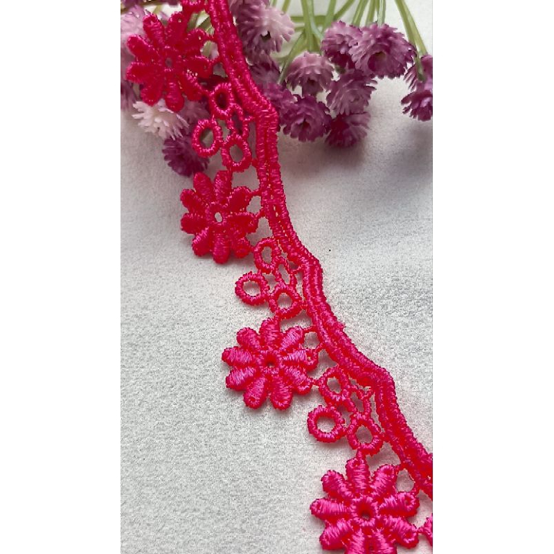 1m ren chỉ bóng hình hoa màu hồng sen bản 2cm