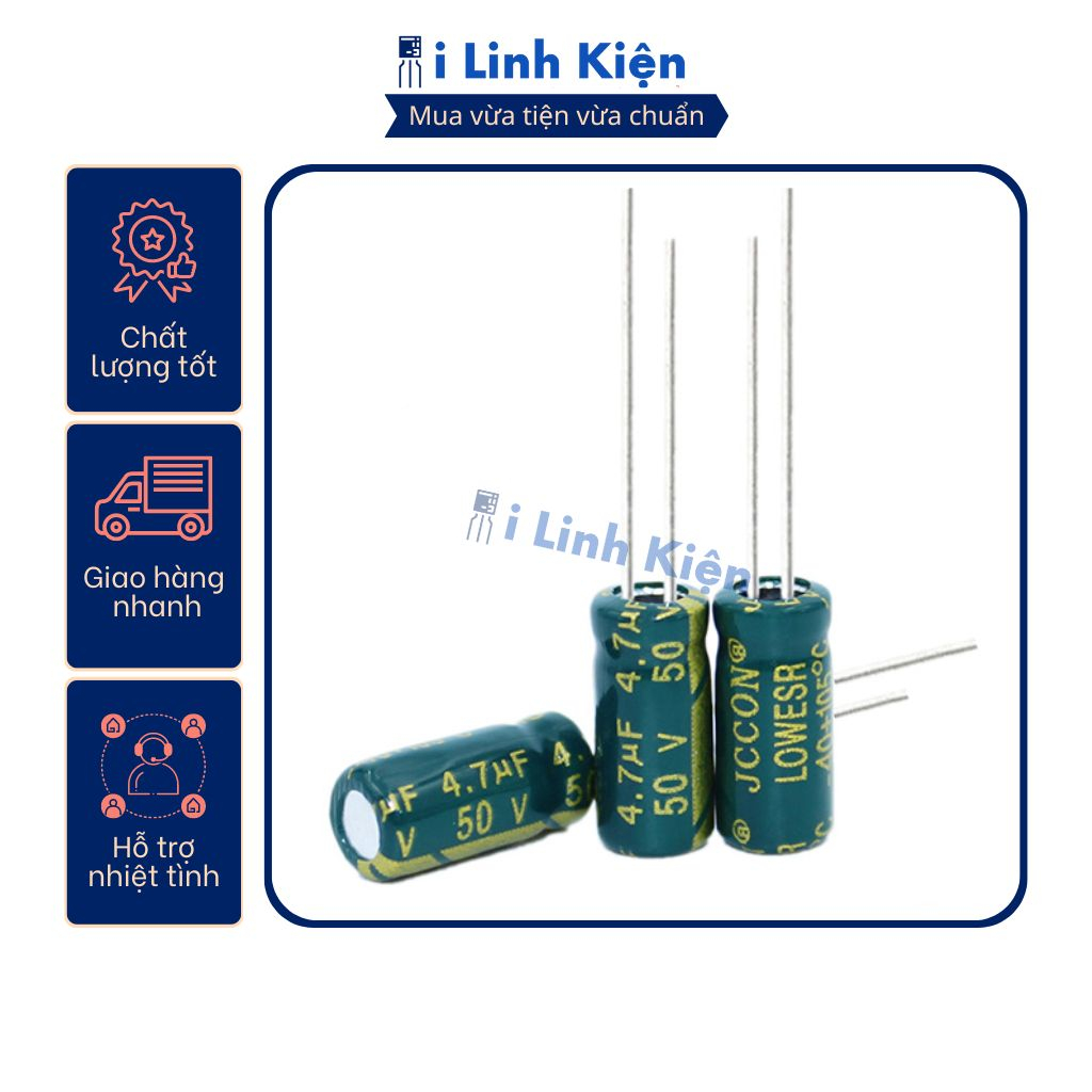 Tụ hóa 50V 4.7uF 5x11mm tần số cao chất lượng tốt.