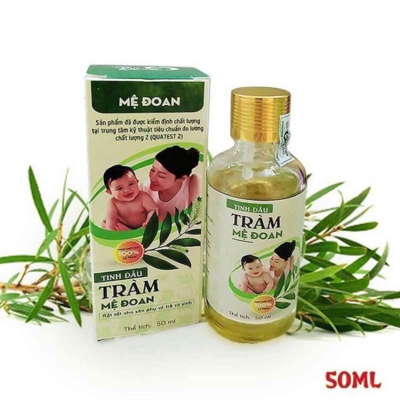 Tinh dầu tràm nguyên chất 100% & dầu ngâm củ nén Mệ Đoan, bảo vệ hệ hô hấp, tăng đề kháng, giữ ấm cơ thể bé chai 50ml