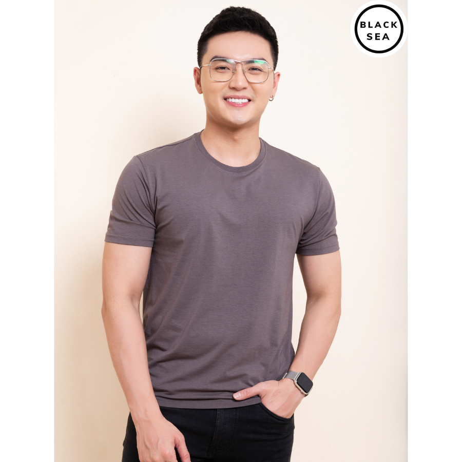 Áo phông thun nam trơn cổ tròn tay ngắn vải cotton cao cấp thời trang Black Sea mềm mại thoải mái thoáng khí mã AT01