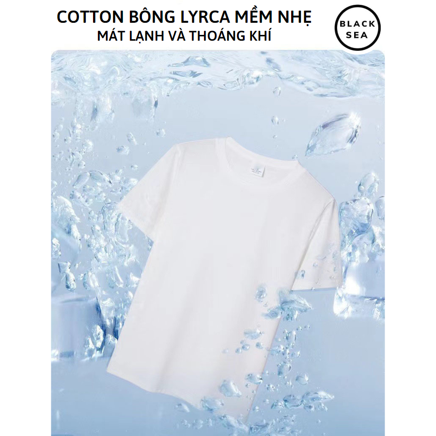 Áo phông thun nam trơn cổ tròn tay ngắn vải cotton cao cấp thời trang Black Sea mềm mại thoải mái thoáng khí mã AT01