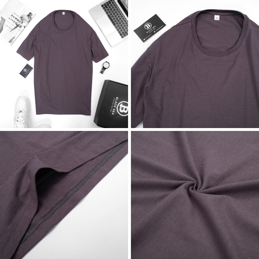 Áo phông thun nam trơn cổ tròn tay ngắn vải cotton cao cấp thời trang Black Sea mềm mại thoải mái thoáng khí mã AT01