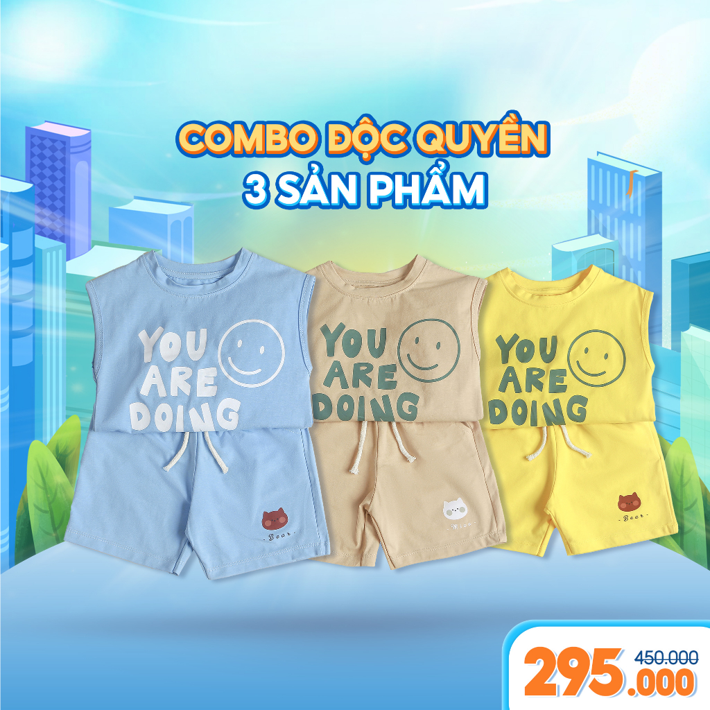 Đồ bộ bé gái, trai Bambi Kids đồ bộ cho bé chất liệu Cotton thoáng mát bộ ba lỗ cho bé 0-5 tuổi 4 màu - BBK9.4
