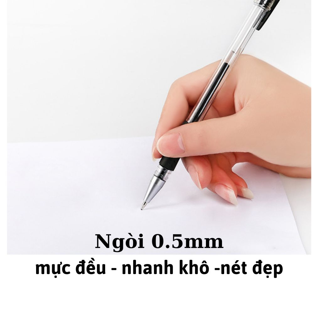 Bút bi bút gel giá rẻ 3 màu xanh, đỏ, đen ngòi 0.5mm mực đều, nhanh khô, không lem tay