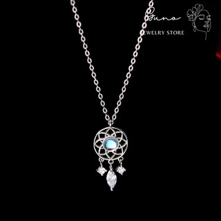 Dây chuyền dreamcatcher đá mặt trăng moon stone bạc 925 _ gunojewelry