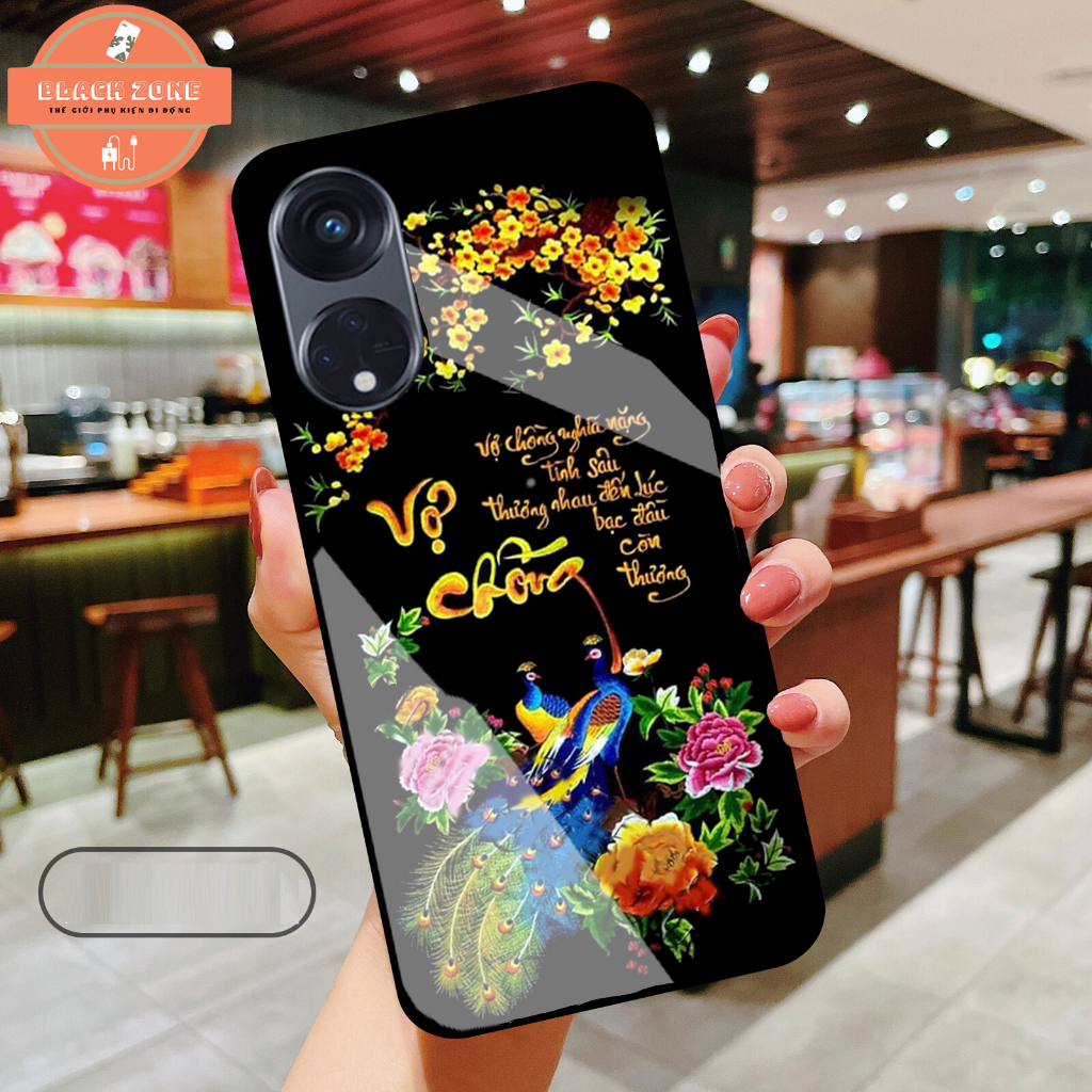 Ốp lưng điện thoại OPPO F9 A12 A5S A53 A52 A92 reno 6 , reno 7 , reno 8 hình Vợ Chồng chữ thư pháp ý nghĩa kính đẹp
