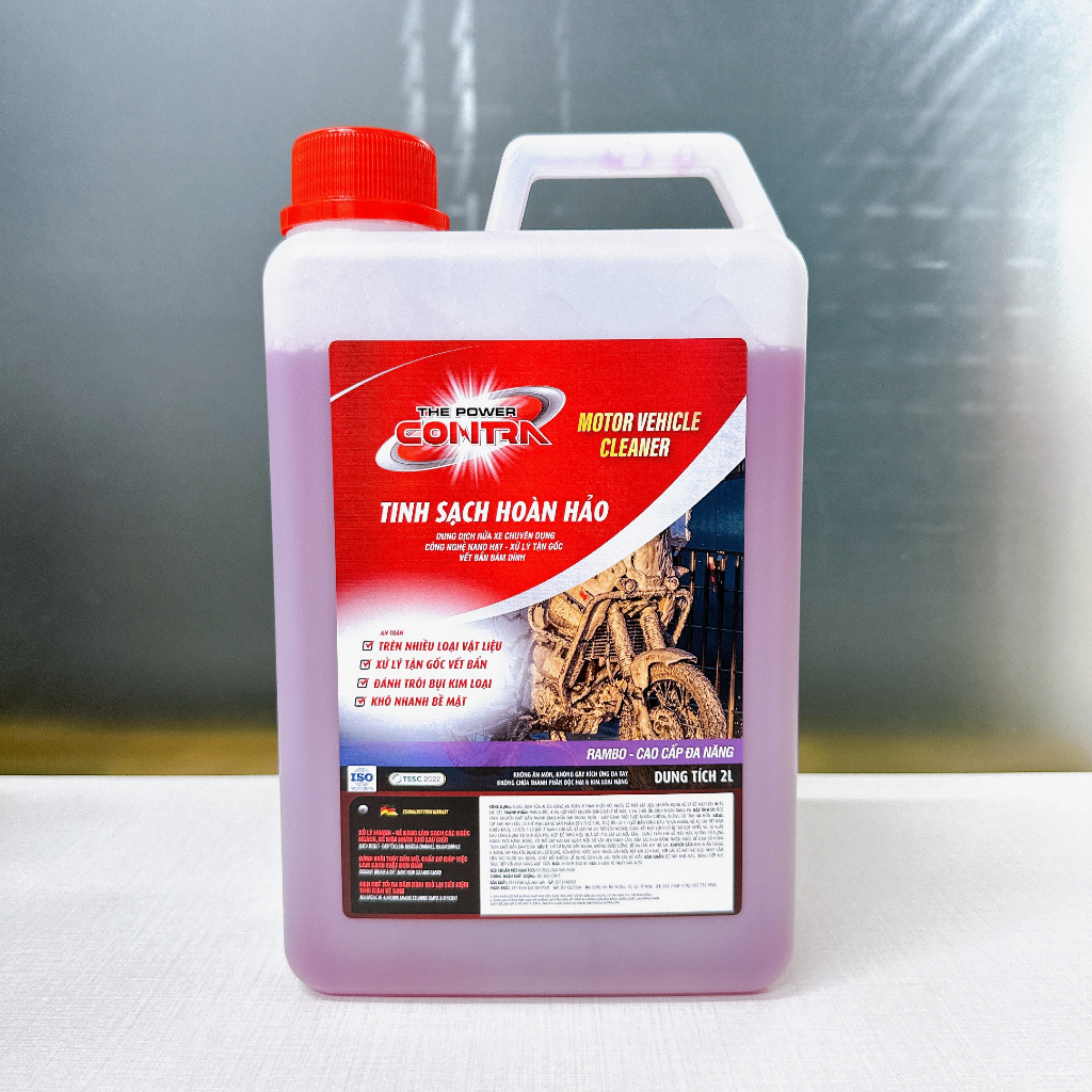 Dung dịch 2L chuyên dụng rửa xe moto, xe máy, oto Rambo cao cấp - The Power Contra