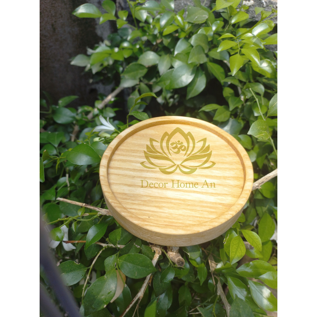 Khay Lót ly tròn Decor gỗ Tần Bì kích thước 10x10cm- Phong cách mộc, giản dị, đơn giản kiểu Nhật- Decor Home An