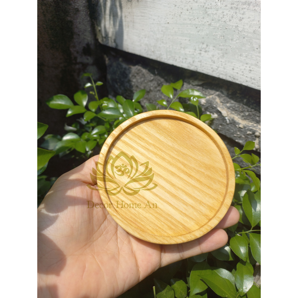 Khay Lót ly tròn Decor gỗ Tần Bì kích thước 10x10cm- Phong cách mộc, giản dị, đơn giản kiểu Nhật- Decor Home An