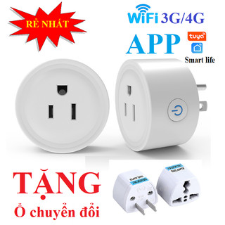 Ổ cắm điện thông minh kết nối wifi điều khiển từ xa bằng điện thoại 10A 2200W tặng ổ chuyển đổi dùng APP TUYA