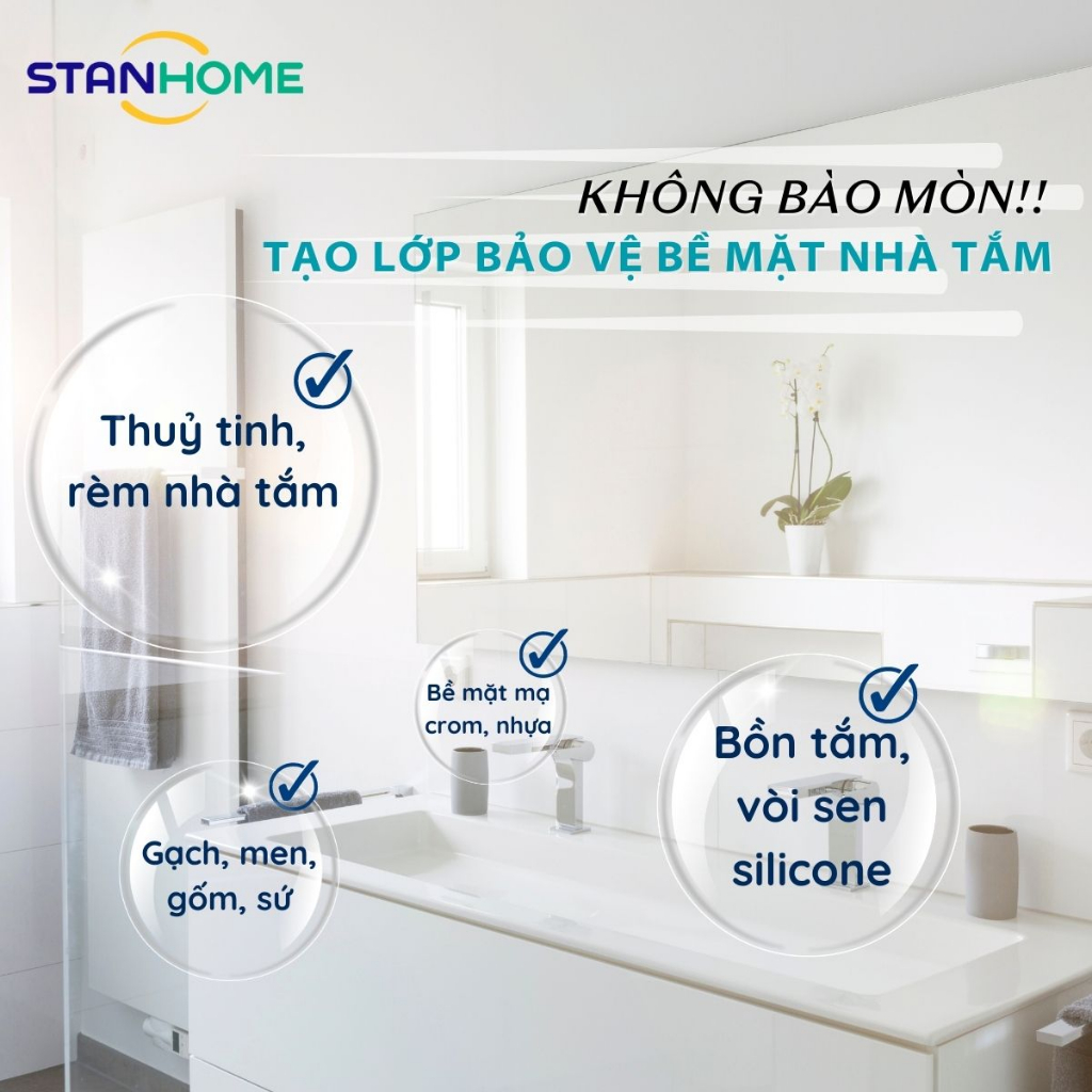 Combo 2 xịt loại bỏ cặn bám, cặn canxi, nước cứng nhà tắm Stanhome express shine care 500ml/chai