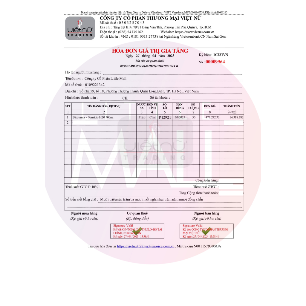 Nước tẩy trang và làm sạch dành cho da nhạy cảm Bioderma Sensibio H20