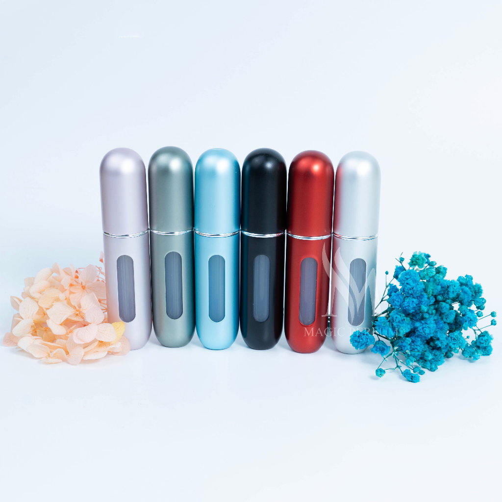 Chai đựng nước hoa tự bơm luxury 5ml cao cấp tròn bầu dạng xịt vòi phun siêu mịn bản phổ thông, mang được lên máy bay