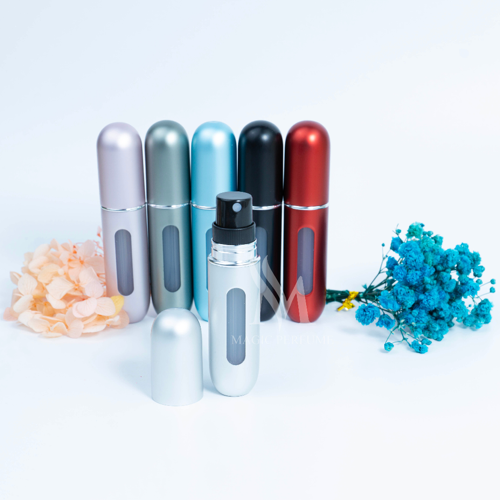 Chai đựng nước hoa tự bơm luxury 5ml cao cấp tròn bầu dạng xịt vòi phun siêu mịn bản phổ thông, mang được lên máy bay