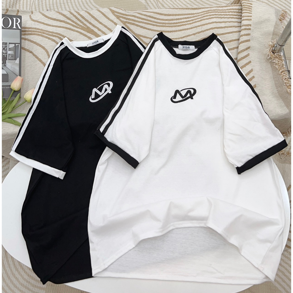 Áo Thun Baby ? Chất Lượng ? Áo Phông Form Rộng Sọc Tay, 2 Màu Trắng Đen 3158