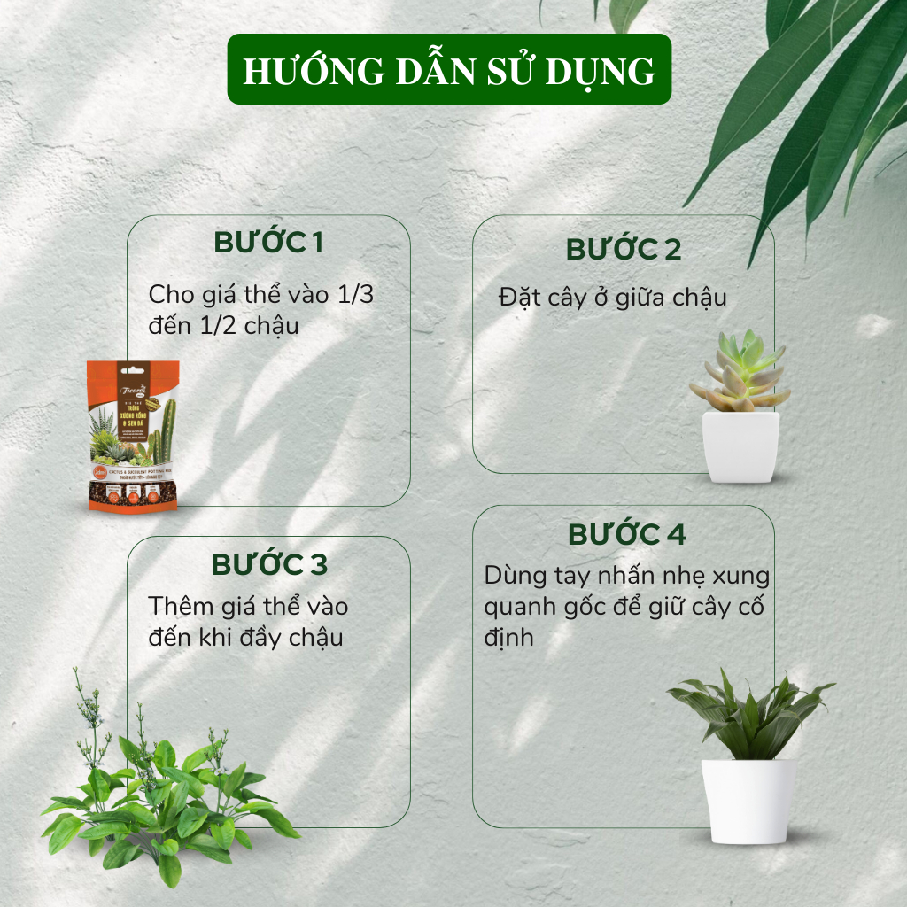 Giá thể trồng sen đá, xương rồng cao cấp, đầy đủ dinh dưỡng, siêu thoát nước, túi 2 lít.