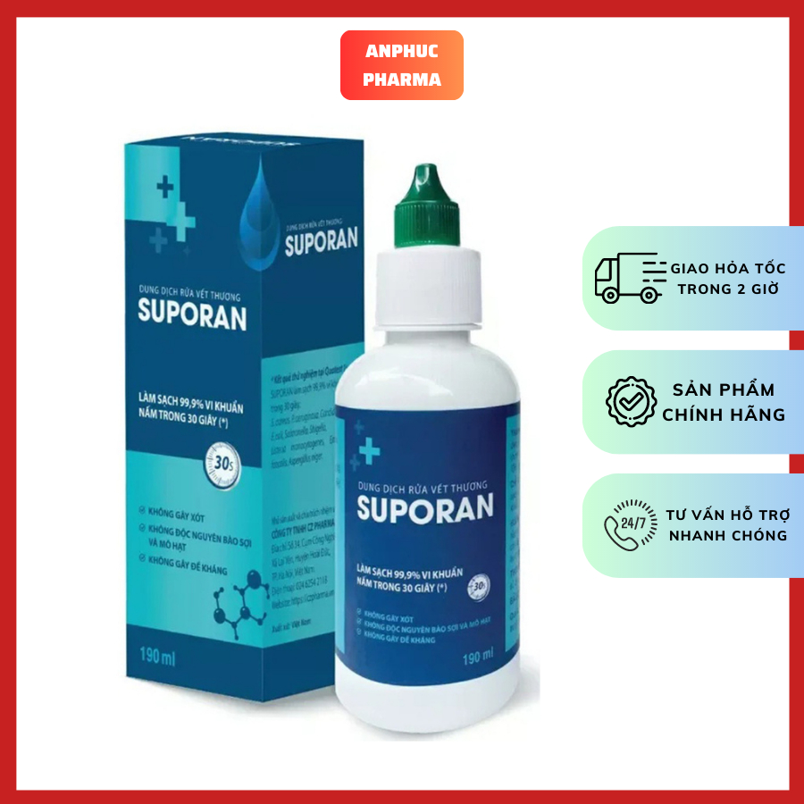 Dung Dịch Rửa Vết Thương Suporan - Làm sạch 99,9% Vi Khuẩn,  Sát Khuẩn Tay, Chân Phục Hồi Vết Thương Nhanh