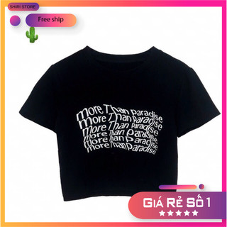 Áo thun nữ croptop tay ngắn in chữ