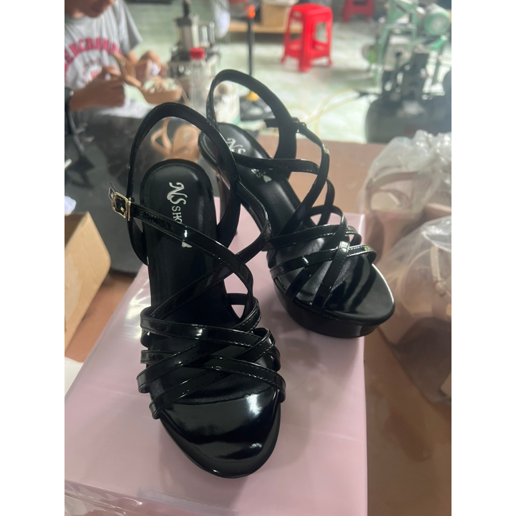 Giày dép cao gót Hoa Hậu đế đúp quai chéo gót trụ thời trang, cá tính 10cm - NS2303