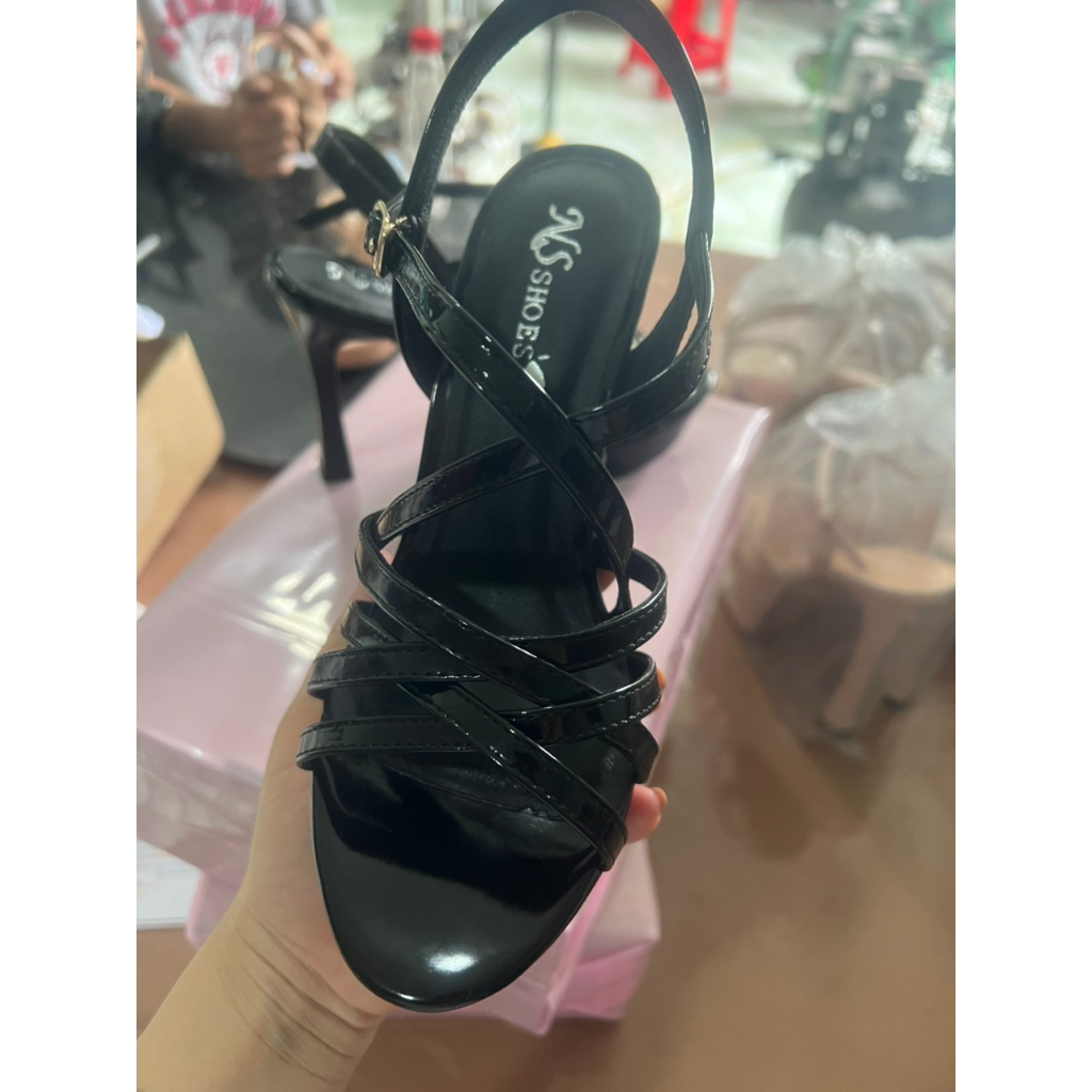 Giày dép cao gót Hoa Hậu đế đúp quai chéo gót trụ thời trang, cá tính 10cm - NS2303