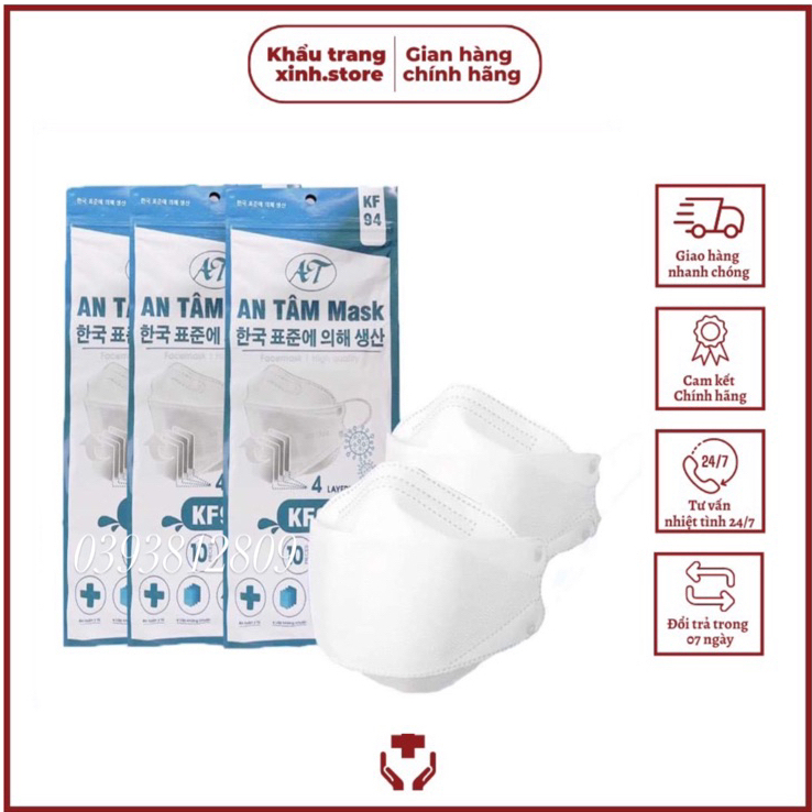 Khẩu Trang Kf94 An Tâm 4 Lớp Kháng Khuẩn Chống Bụi Cao Cấp - Set 50 chiếc