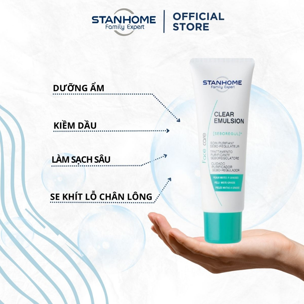 Bộ sản phẩm chăm sóc da dầu mụn toàn diện Stanhome clearmicellar 400ml & clear emulsion 40ml & clear spot 10ml