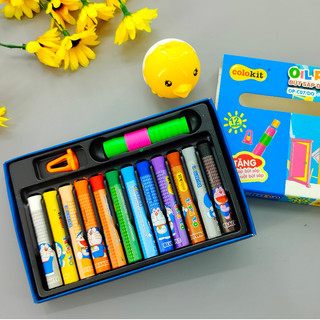 Bút sáp dầu màu pastel colokit doraemon tặng kẹp bút sáp và chuốt bút sáp 12 / 18 màu
