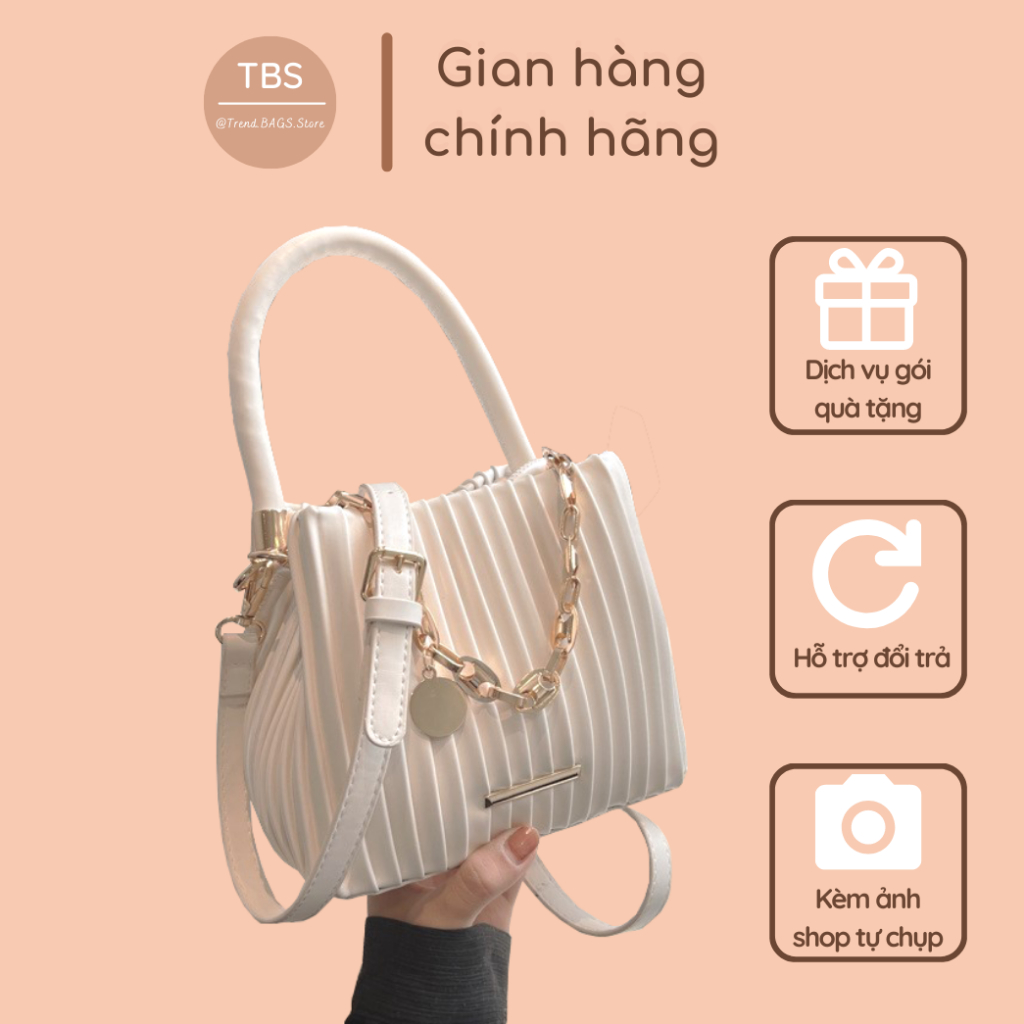 Túi đeo chéo xếp ly dáng giỏ - Hàng loại 1 - HD270 18x15x13 cm