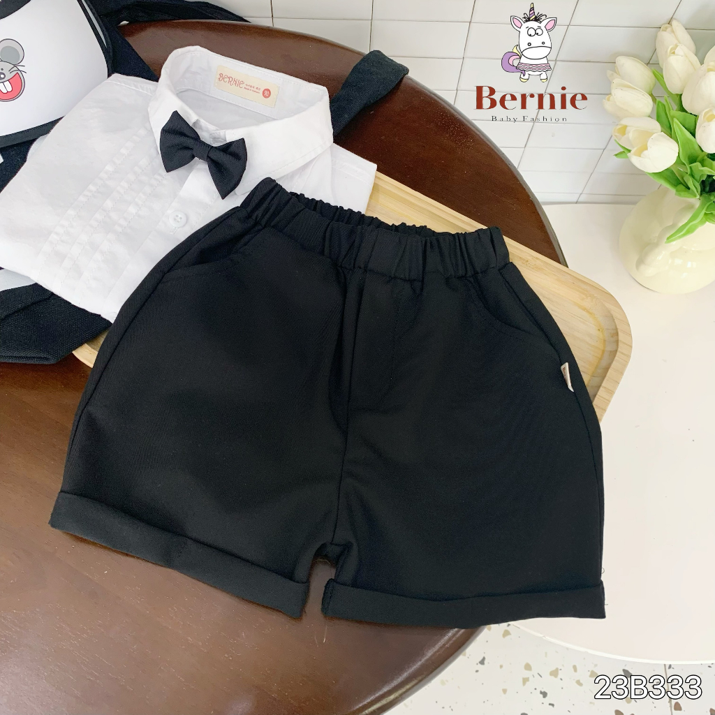 Bộ sơ mi cộc tay 3 chi tiết  Bernie cho bé