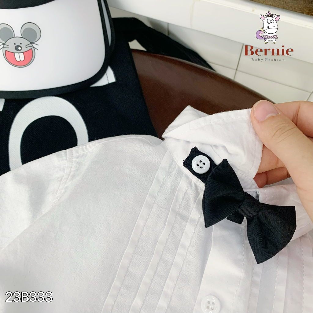 Bộ sơ mi cộc tay 3 chi tiết  Bernie cho bé