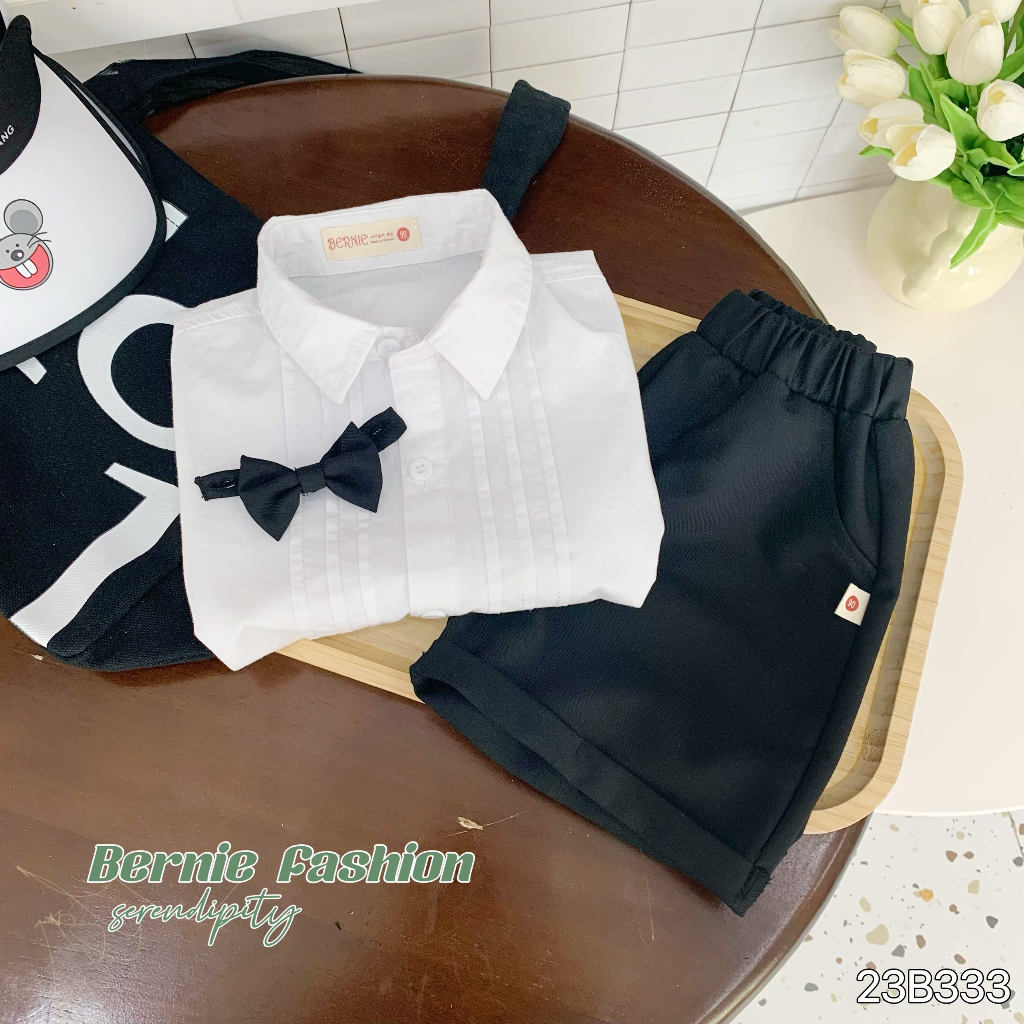 Bộ sơ mi cộc tay 3 chi tiết  Bernie cho bé