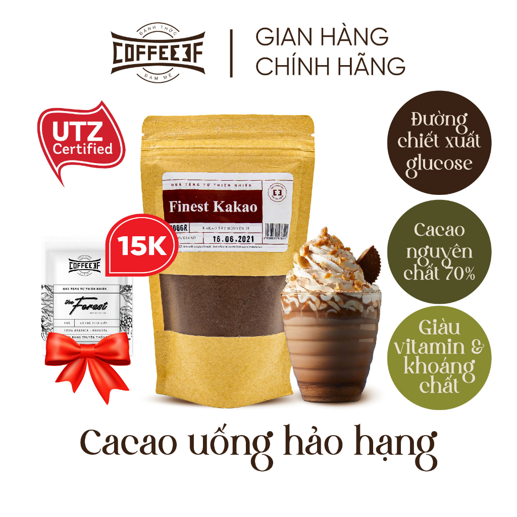 Cacao uống hảo hạng Đắk Lắk Finest Kakao - 70% cacao thơm ngon, bổ dưỡng - Coffee 3F