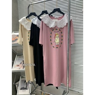 Váy suông bigsize ,đầm phông xuông in hình cổ bèo ren dễ thương ,dáng rộng freesize
