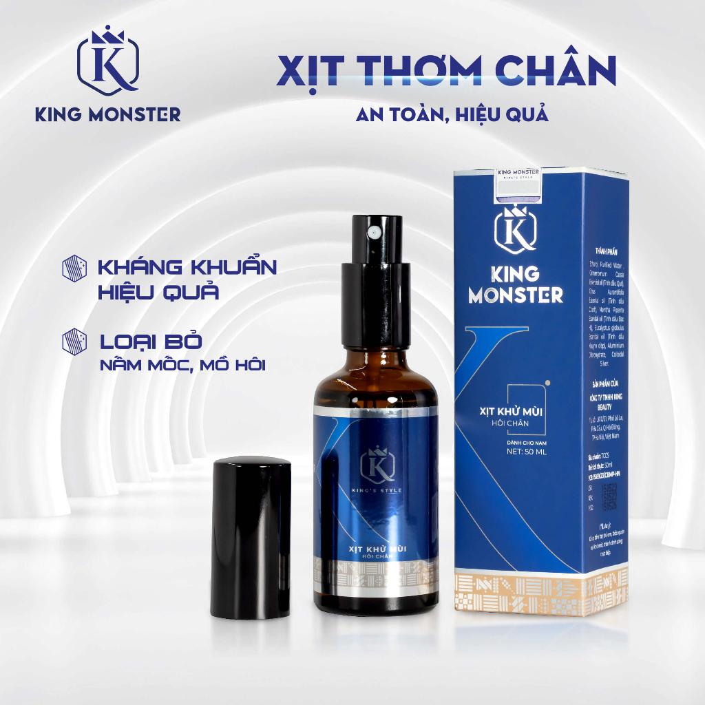 Xịt Thơm Chân KING MONSTER Dành Cho Nam Giới ngăn tiết mồ hôi chân tiêu diệt vi khuẩn hiệu quả
