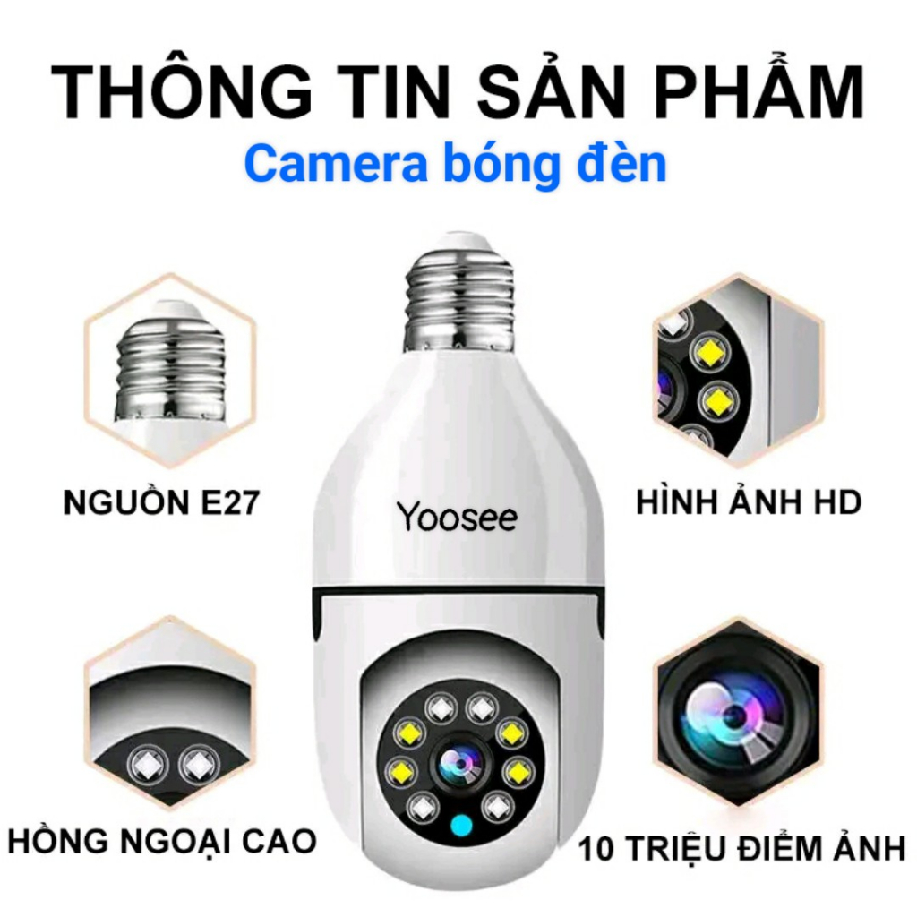 Camera  Yoosee bóng đèn 2 Mắt 2 Khung hình Hoặc bóng đèn 1 mắt, chiếu sáng ban đêm, Chính hãng Yoosee