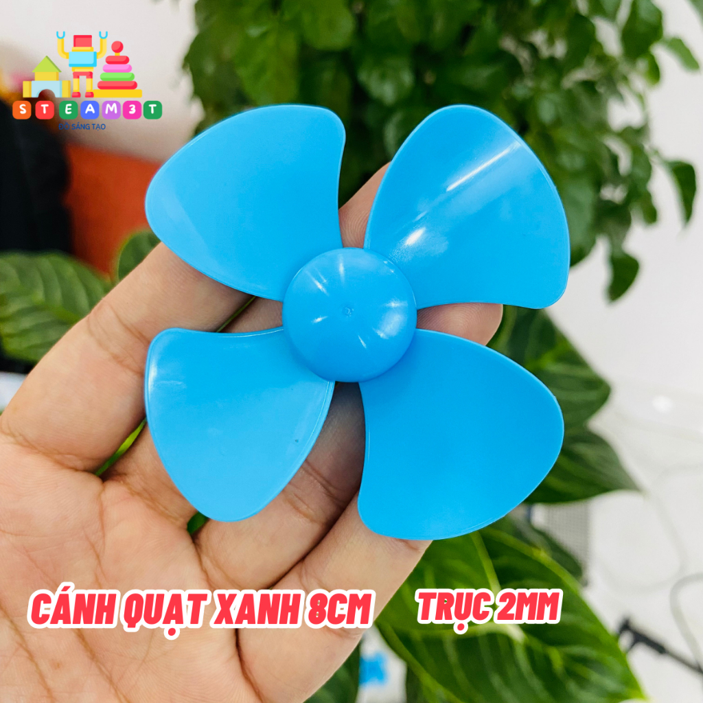 Cánh quạt nhựa mini 4 cánh 6cm 8cm 9cm trục 2mm cho motor 130 180 300 370