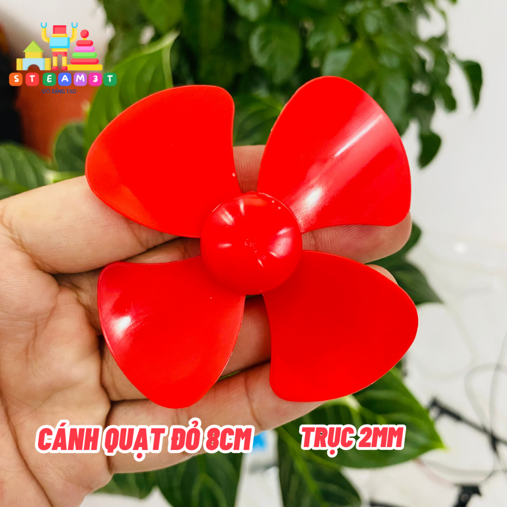 Cánh quạt nhựa mini 4 cánh 6cm 8cm 9cm trục 2mm cho motor 130 180 300 370