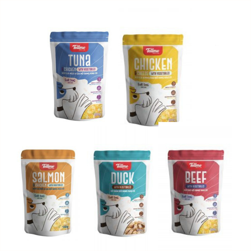 Pate Tellme Cho Chó Tellme Pate Dạng Nước Sốt Thịt Bổ Sung Rau Củ Cho Chó 85g