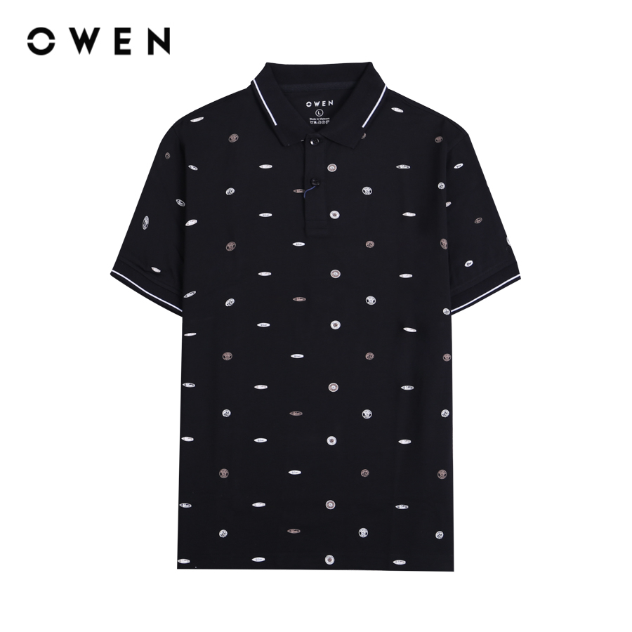 OWEN - Áo polo ngắn tay Nam Owen dáng Bodyfit màu Đen chất liệu CVC Spandex - APV231368